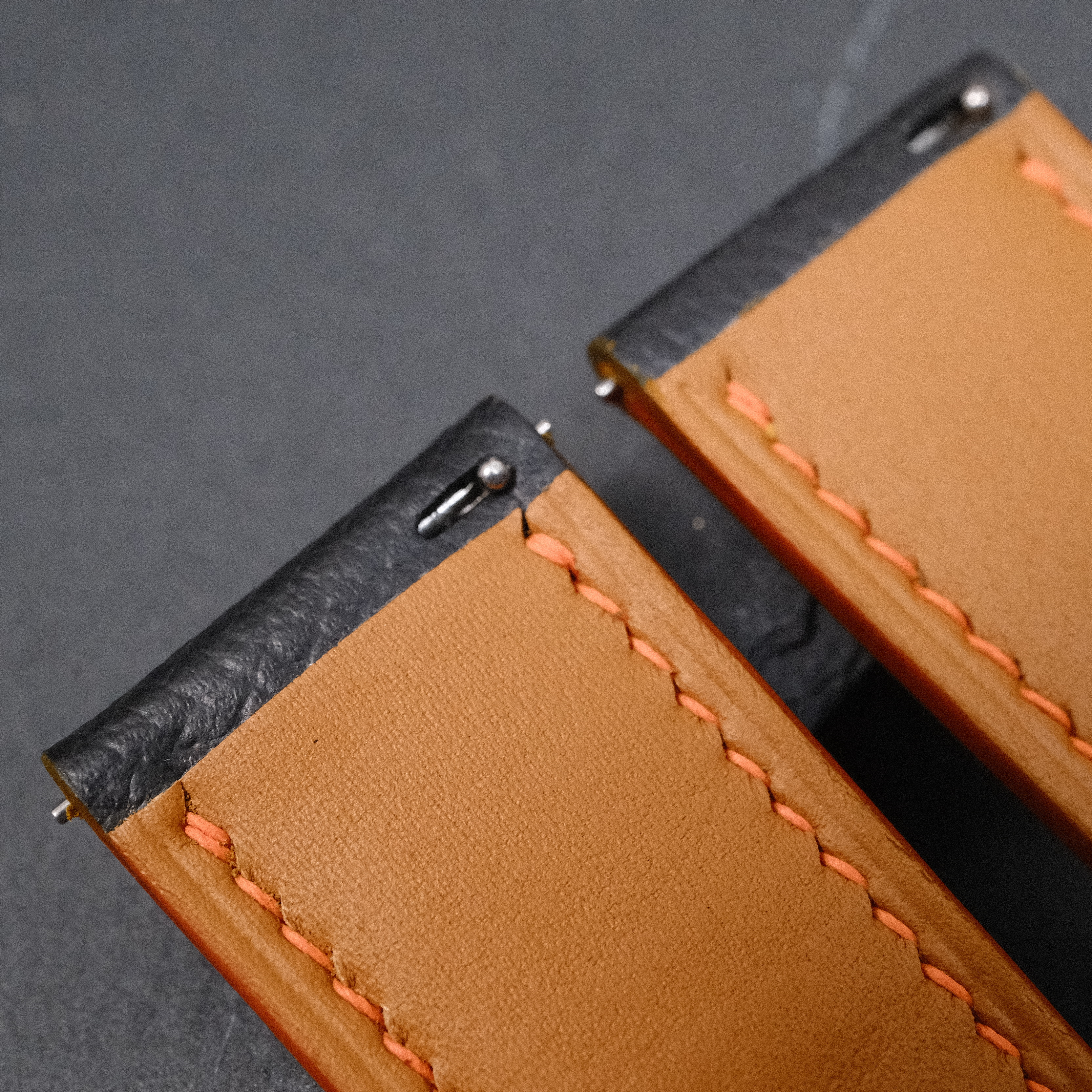 Black Orange Epsom Leather Watch Strap