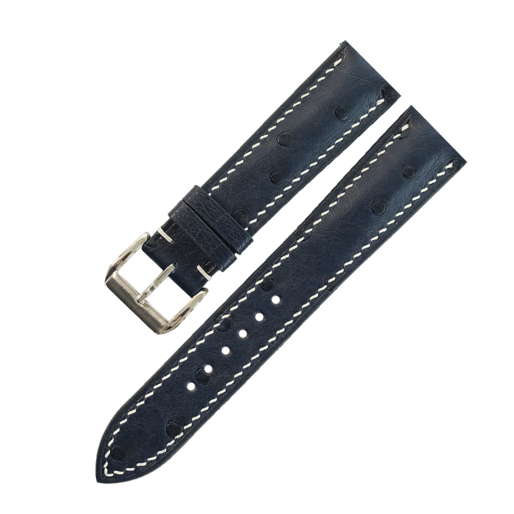 Black Ostrich quill leather watch strap handmade