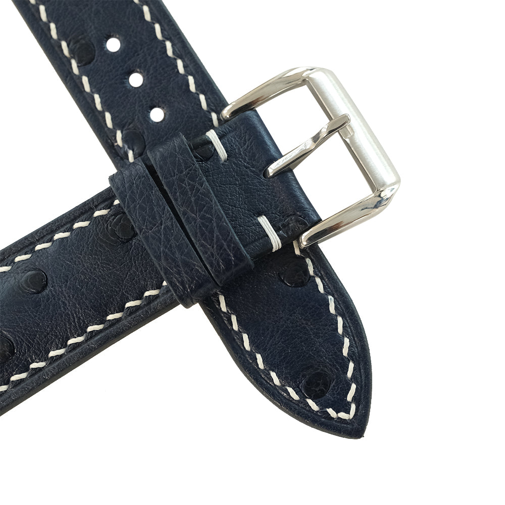 Black Ostrich leather watch strap