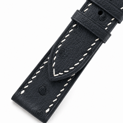 Black Ostrich Leather Watch Strap