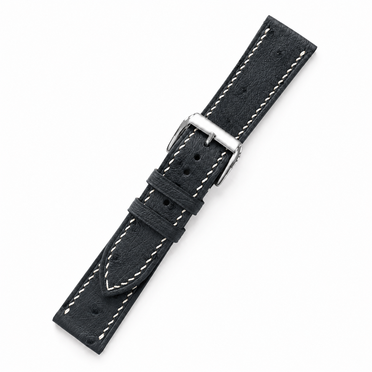 Black Ostrich Leather Watch Strap