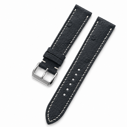 Black Ostrich Leather Watch Strap