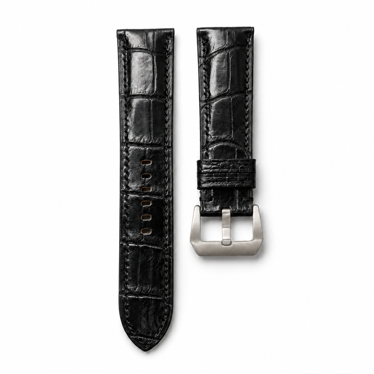 Black Alligator Leather Watch Strap