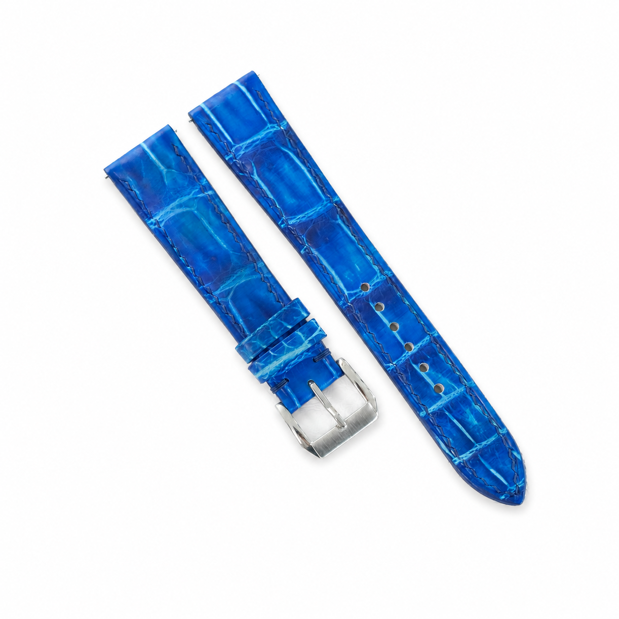 Blue Patina Alligator Leather Watch Strap - Photo 2