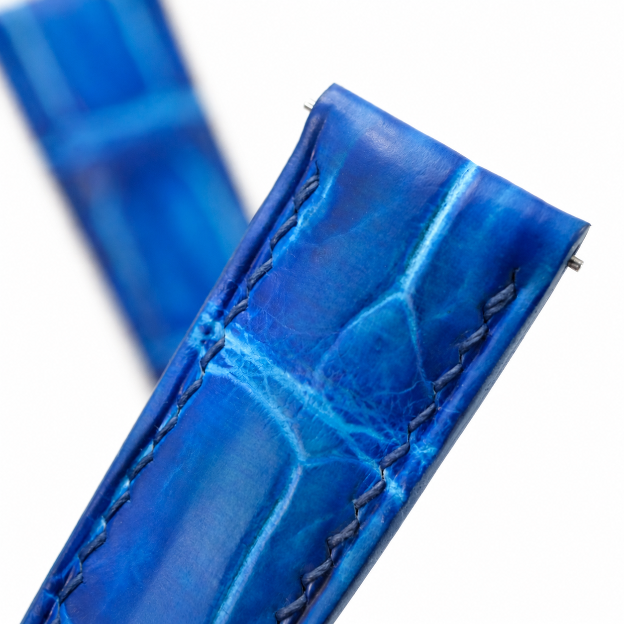 Blue Patina Alligator Leather Watch Strap - Photo 3