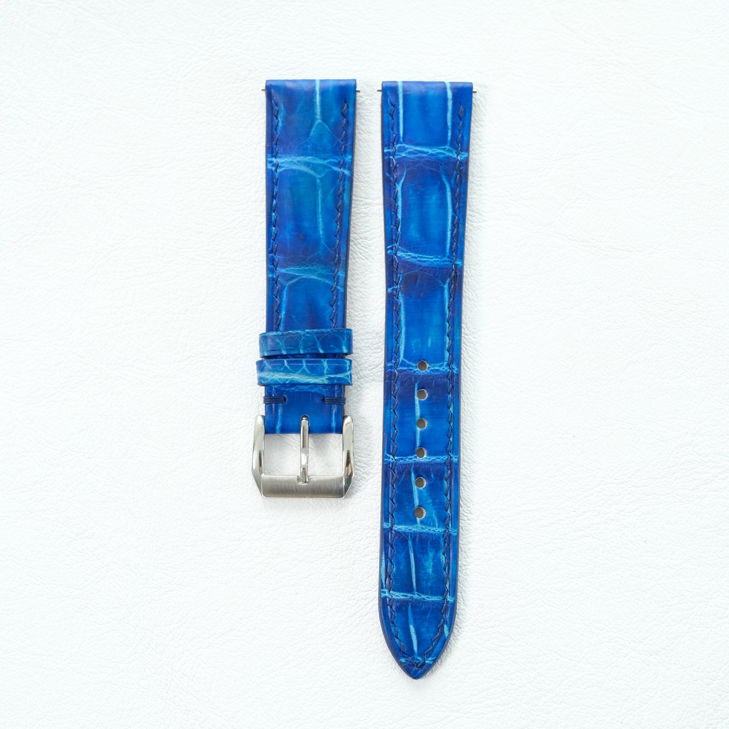 Blue Patina Alligator Leather Watch Strap - Photo 4
