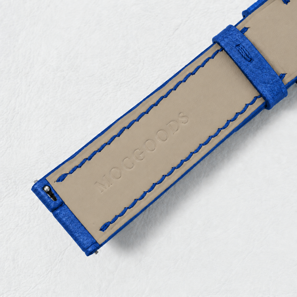 Blue Togo strap underside lining macro