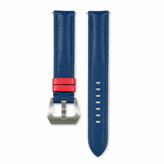 Blue with Red Swift Leather Watch Strap - Photo 1