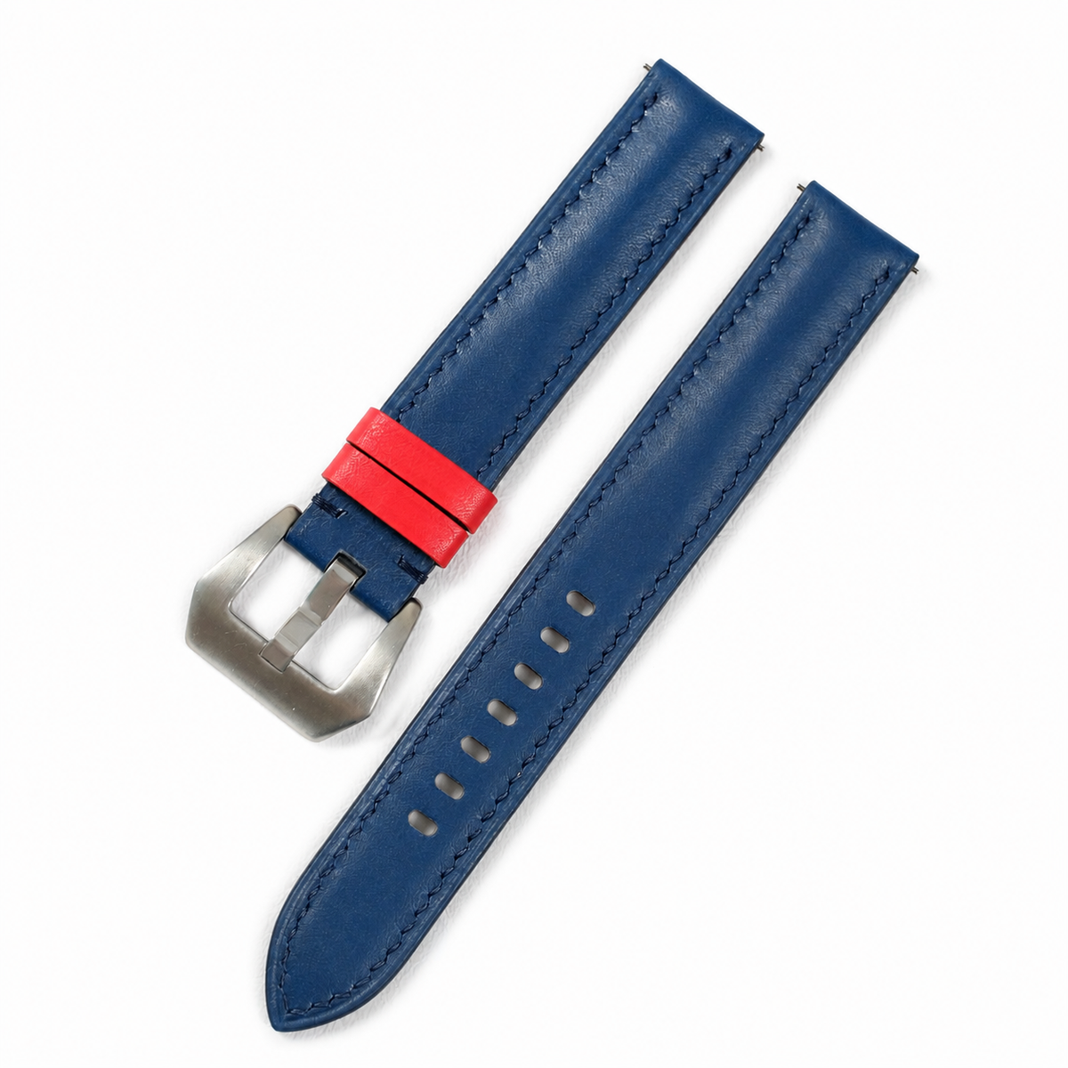 Blue with Red Swift Leather Watch Strap - Photo 3