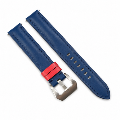 Blue with Red Swift Leather Watch Strap - Photo 5