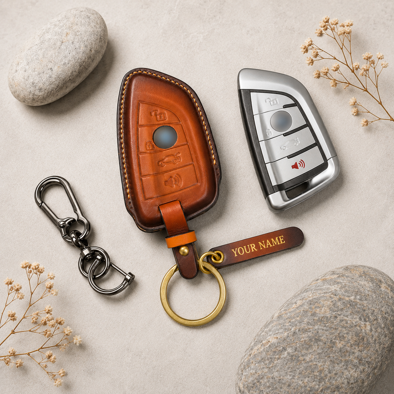 BMW i Series Leather Key Fob Cover - Patina