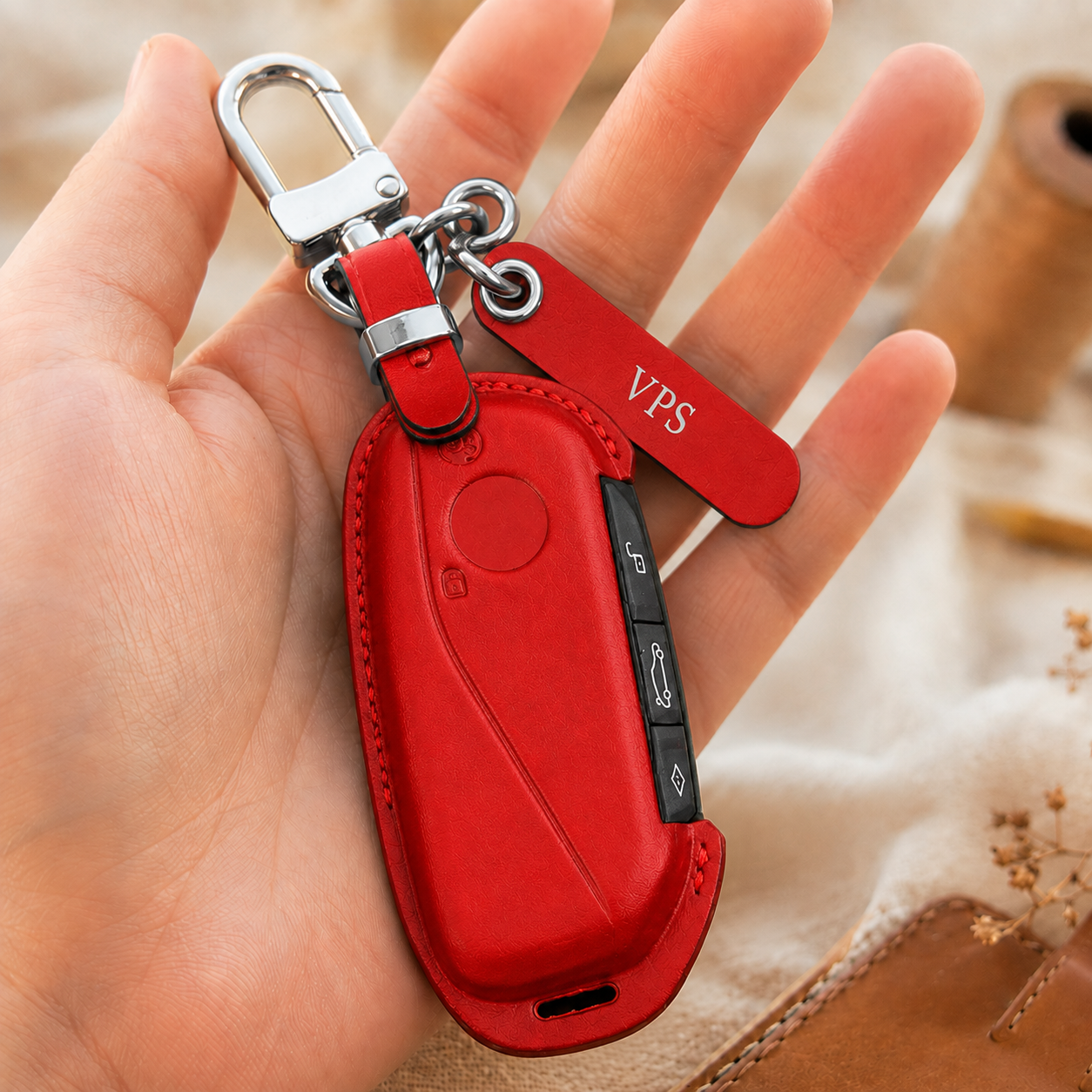 BMW X Series Leather Key Fob Cover - Red