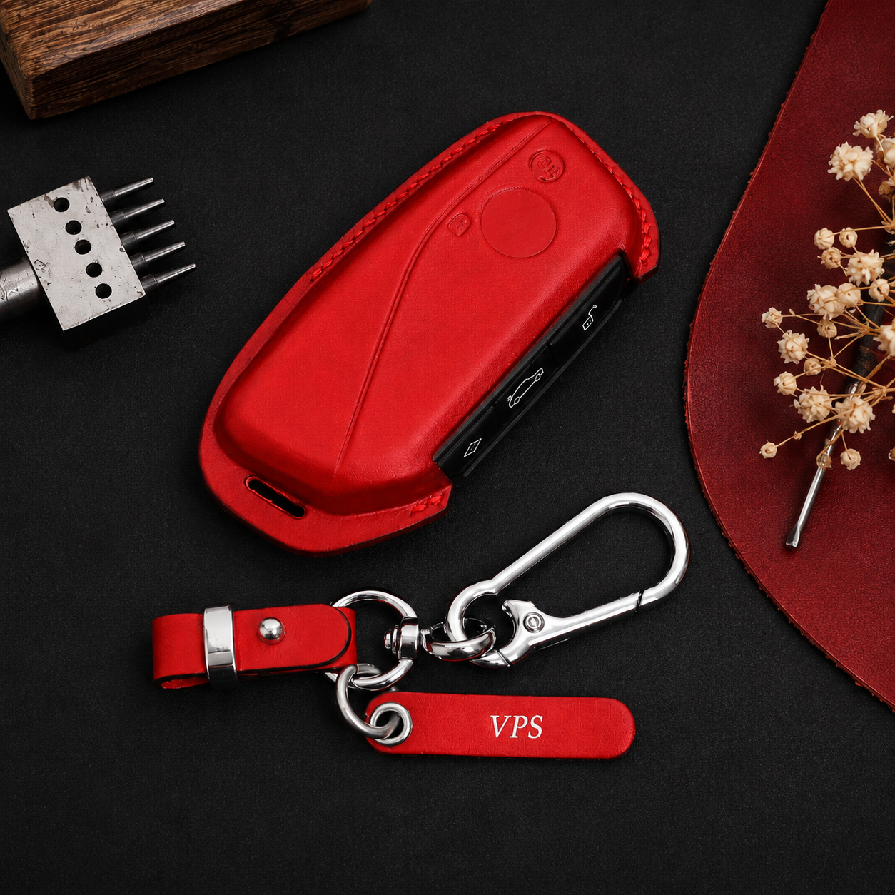 BMW X Series Leather Key Fob Cover - Red
