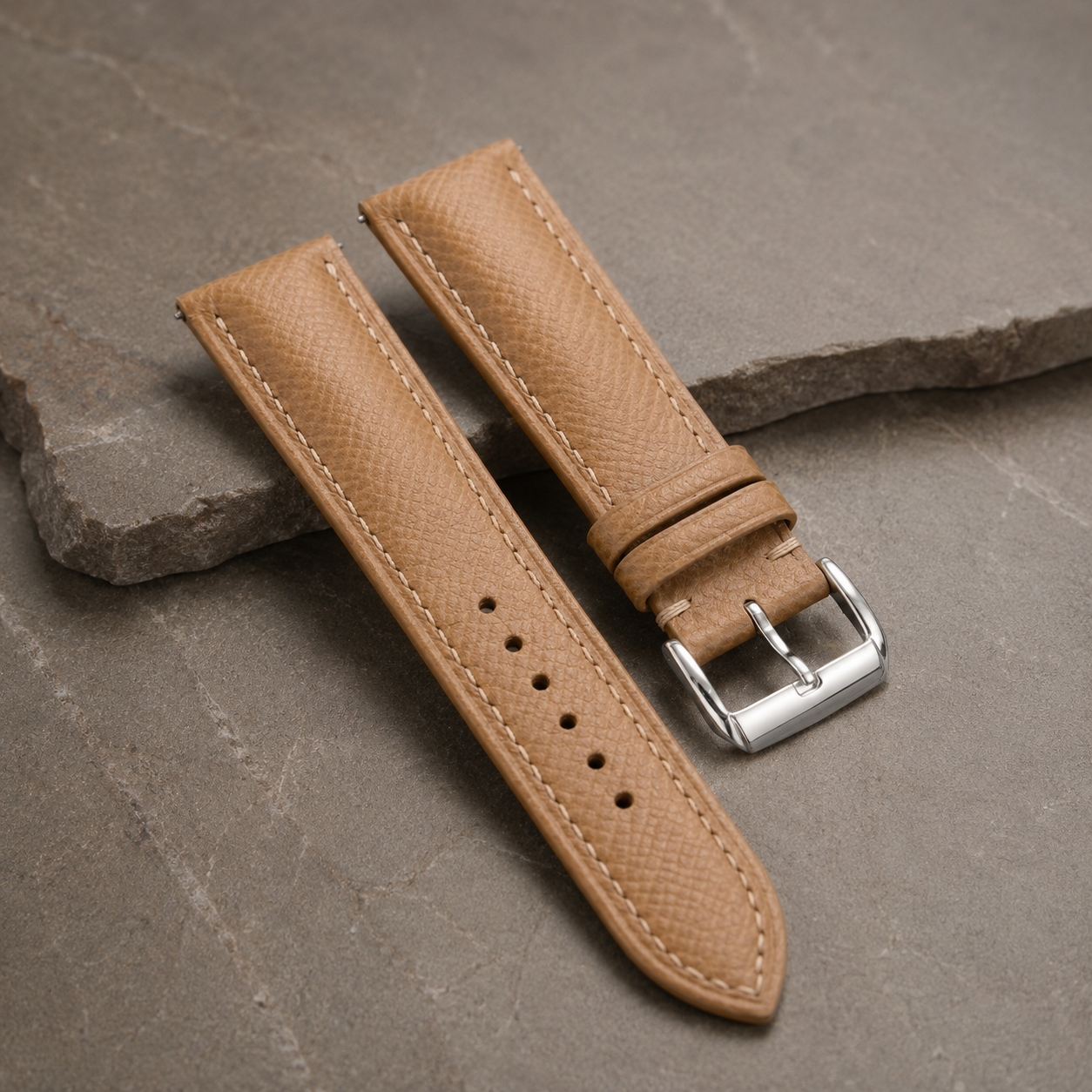 Brown Epsom Leather Watch Strap