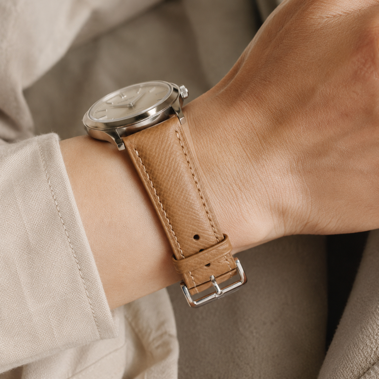 Brown Epsom Leather Watch Strap