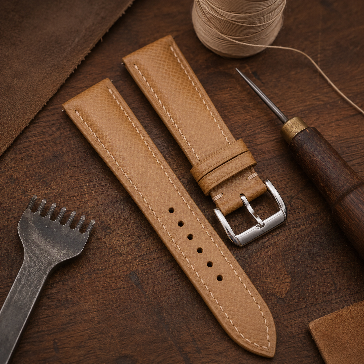 Brown Epsom Leather Watch Strap