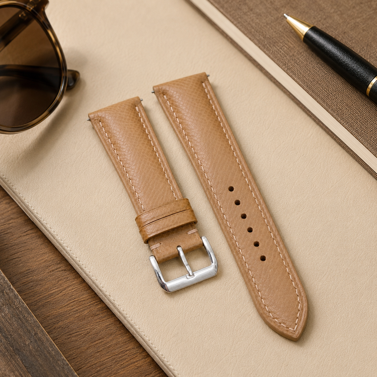 Brown Epsom Leather Watch Strap
