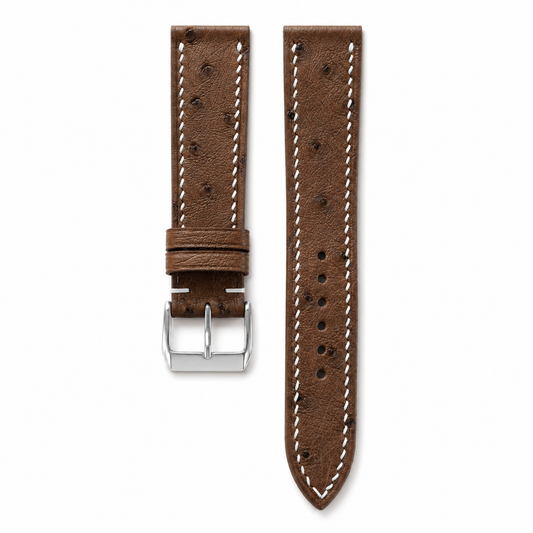Brown Smooth Ostrich Leather Watch Strap