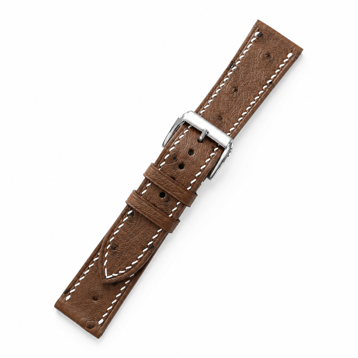 Brown Smooth Ostrich Leather Watch Strap