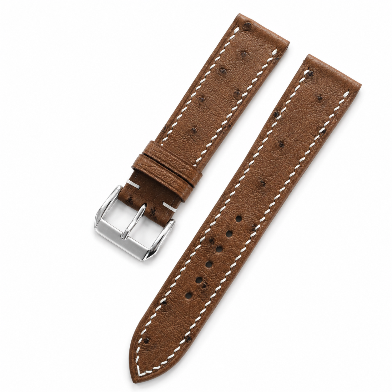 Brown Smooth Ostrich Leather Watch Strap