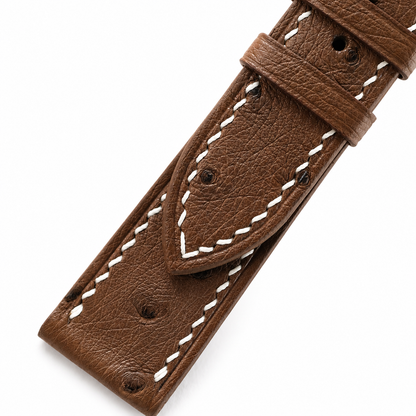 Brown Smooth Ostrich Leather Watch Strap