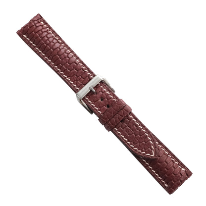 Patina Burgundy Brown Beaver Tail Leather Watch Strap