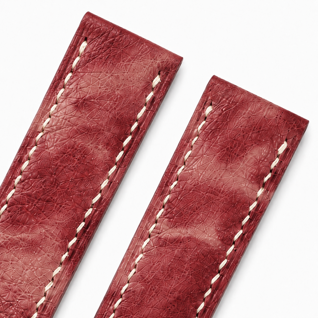 Burgundy Marble Smooth Ostrich Leather Watch Strap