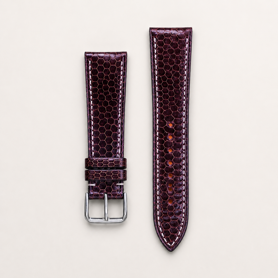 Burgundy Oxblood Lizard Leather Watch Strap
