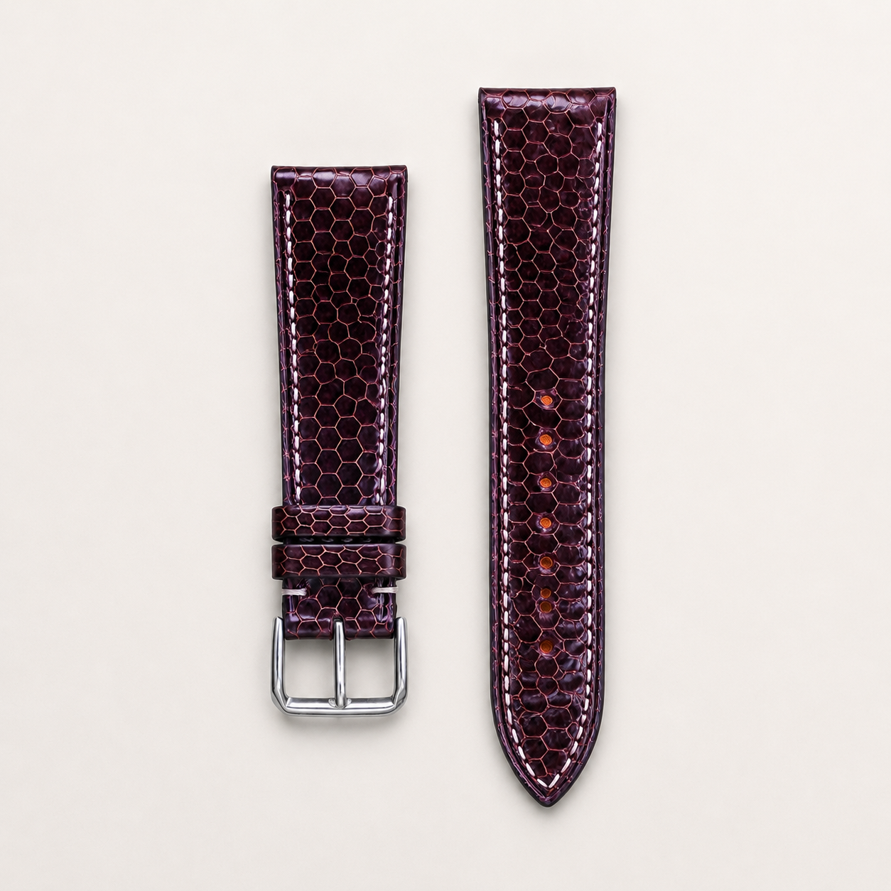 Burgundy Oxblood Lizard Leather Watch Strap
