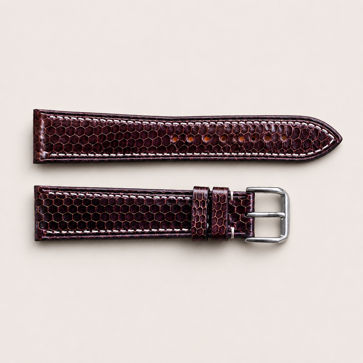 Burgundy Oxblood Lizard Leather Watch Strap