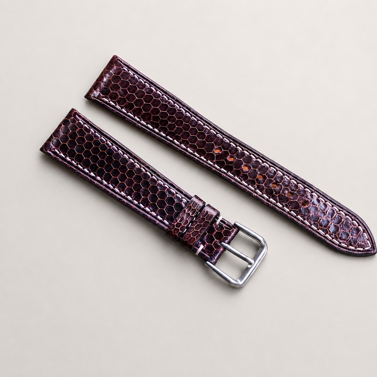 Burgundy Oxblood Lizard Leather Watch Strap
