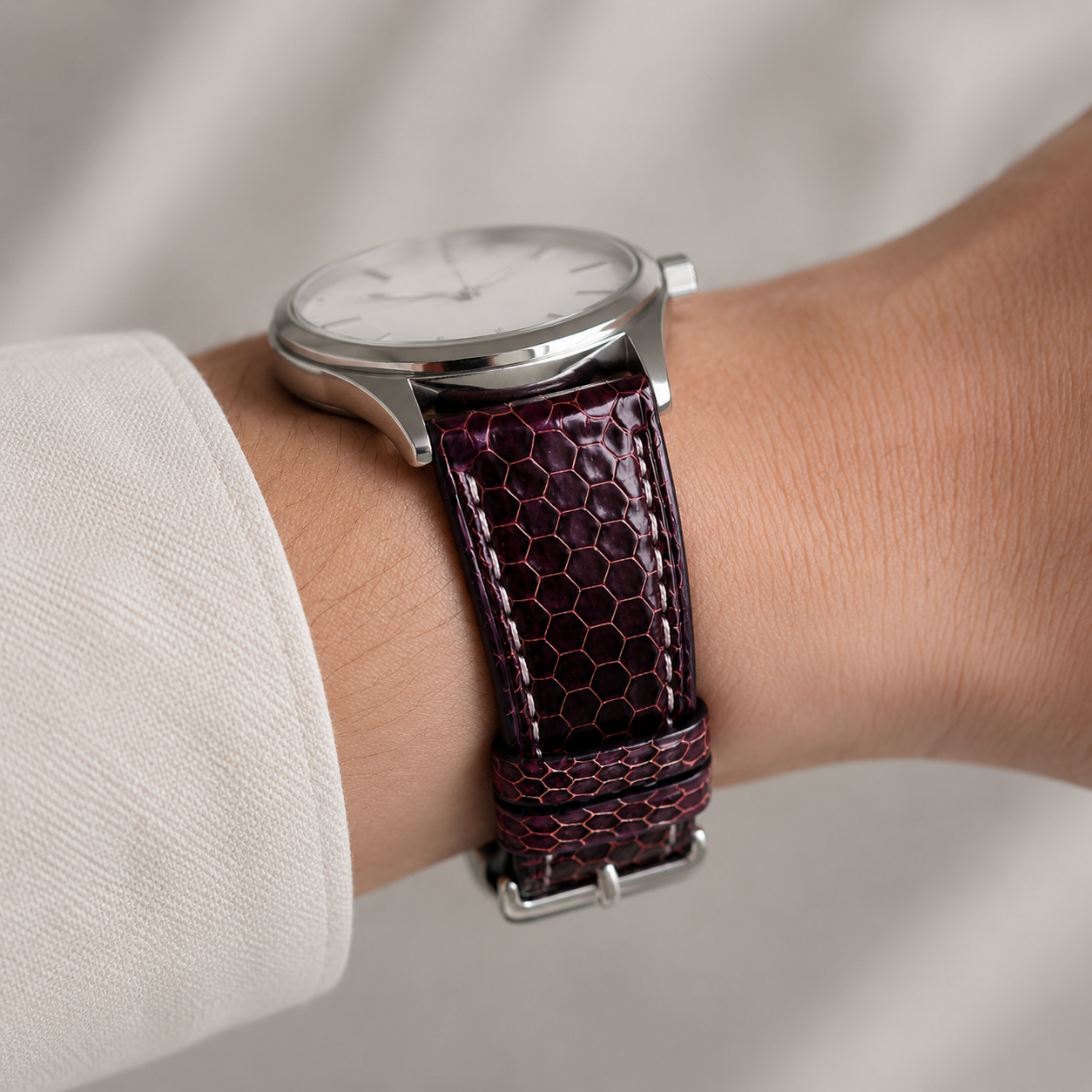 Burgundy Oxblood Lizard Leather Watch Strap