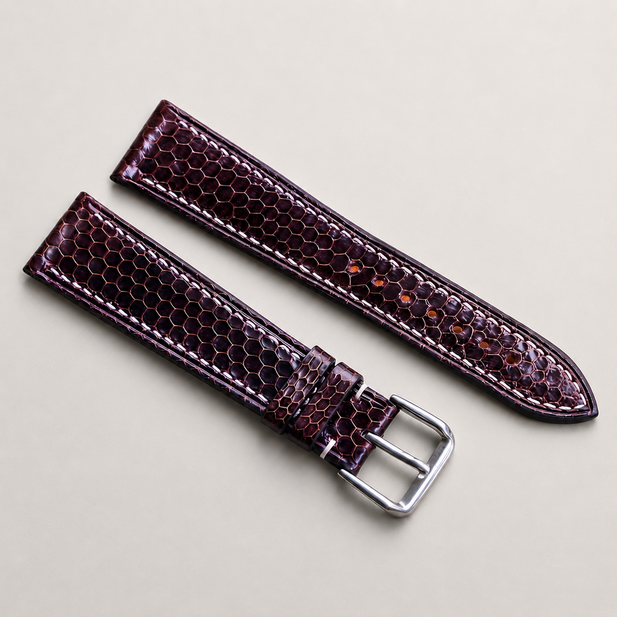 Burgundy Oxblood Lizard Leather Watch Strap