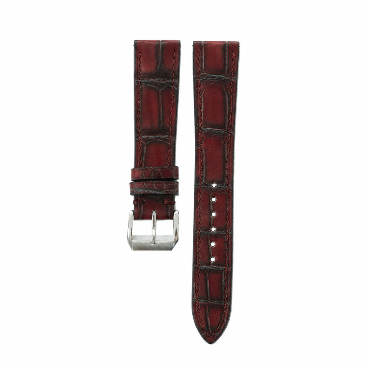 Burgundy Patina Alligator Leather Watch Strap - Photo 1