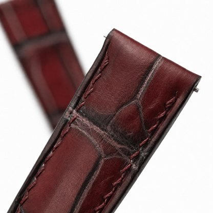 Burgundy Patina Alligator Leather Watch Strap - Photo 4