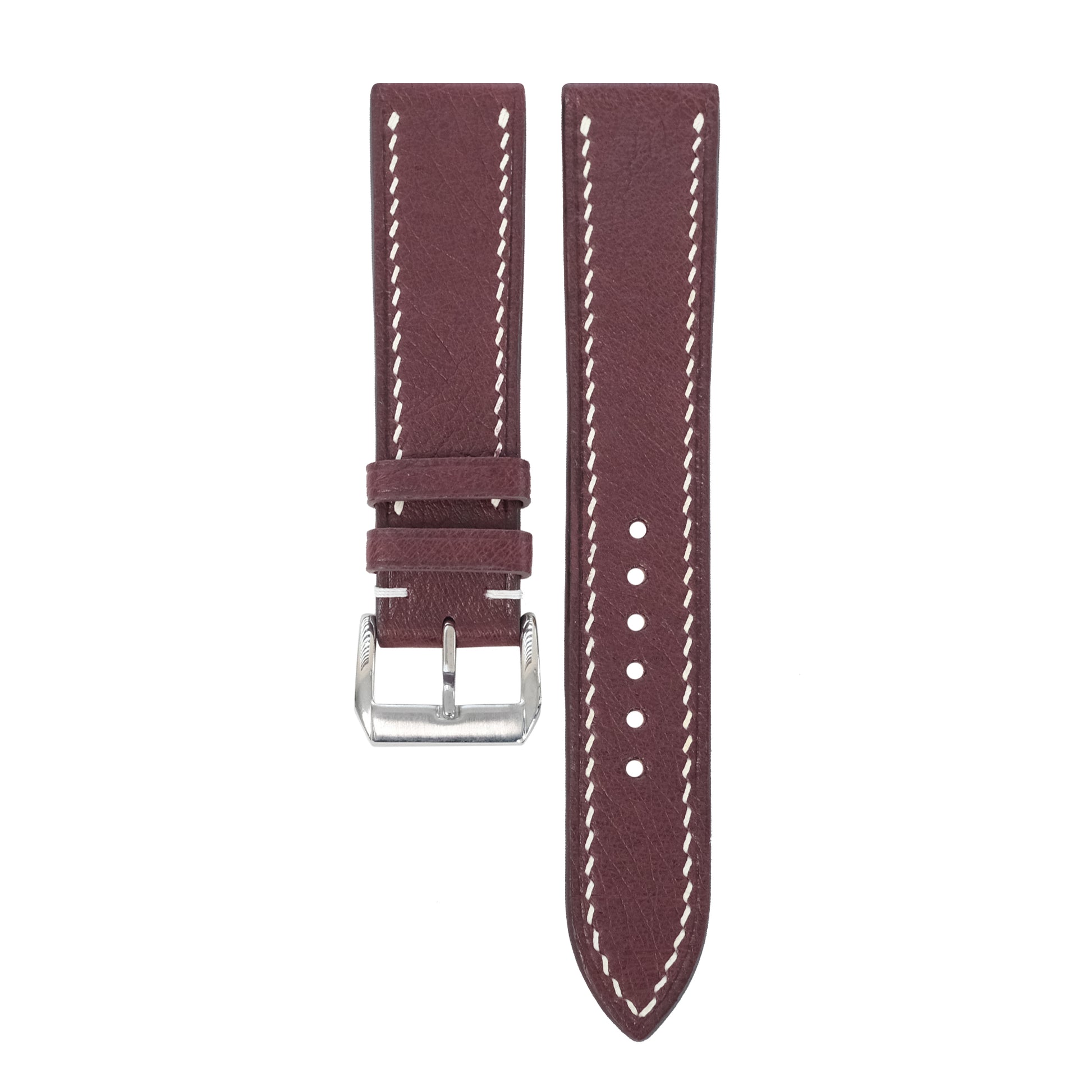 Burgundy Smooth Ostrich Leather Watch Strap