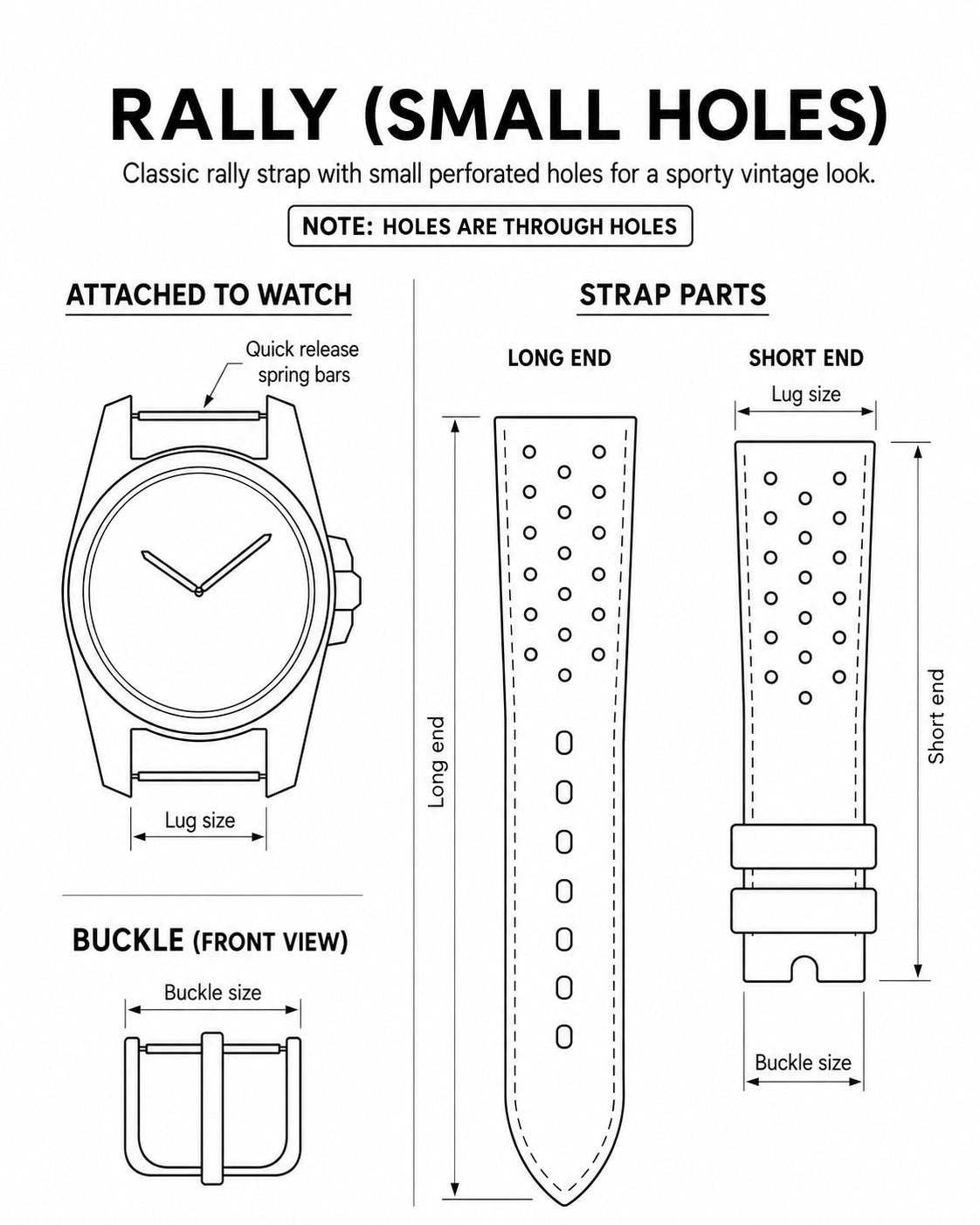 Custom Through-Hole Rally Leather Watch Strap - Rally Small Holes through style