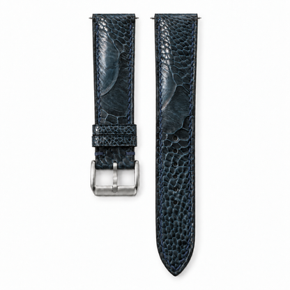 Dark Navy Ostrich Leg Leather Watch Strap - hero