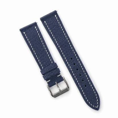 Flat Navy Togo Leather Watch Strap