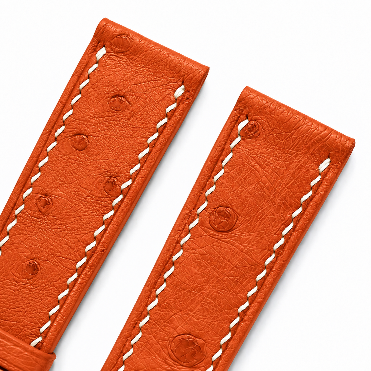 Orange Ostrich Leather Watch Strap - quill texture detail