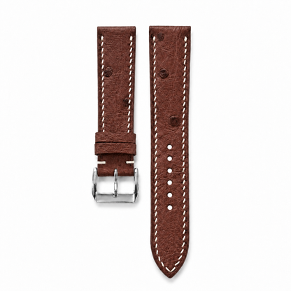 Chestnut Brown Ostrich Leather Watch Strap - product front