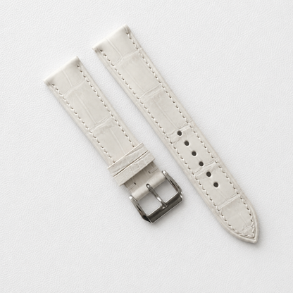 Ivory White Alligator Leather Watch Strap