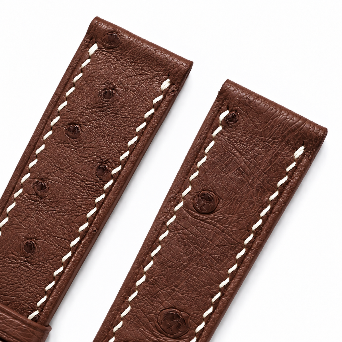 Chestnut Brown Ostrich Leather Watch Strap - quill texture detail