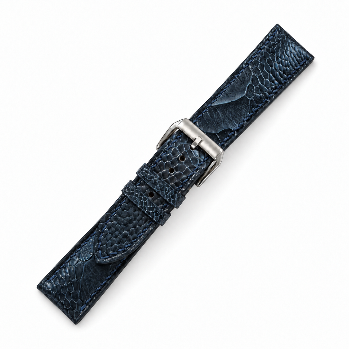 Dark Navy Ostrich Leg Leather Watch Strap - ostrich leg texture