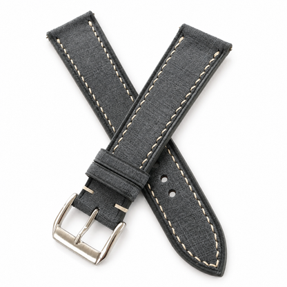 Charcoal Gray Babele Leather Watch Strap