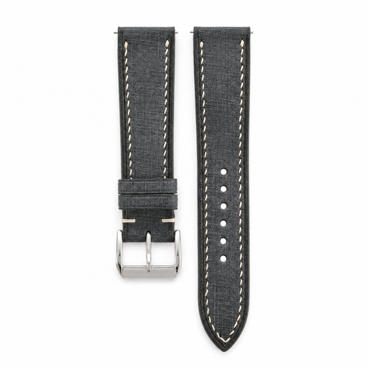 Charcoal Gray Babele Leather Watch Strap - Photo 1