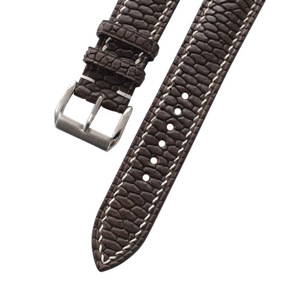 Patina Chocolate Brown Beaver Tail Leather Watch Strap