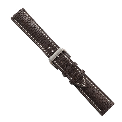 Patina Chocolate Brown Beaver Tail Leather Watch Strap