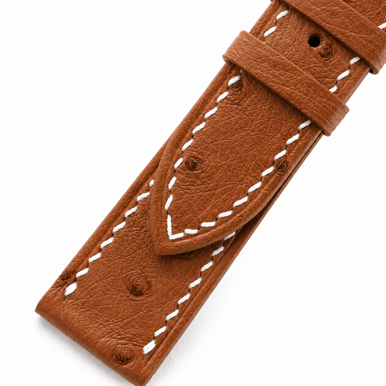 Cognac Brown Ostrich Leather Watch Strap