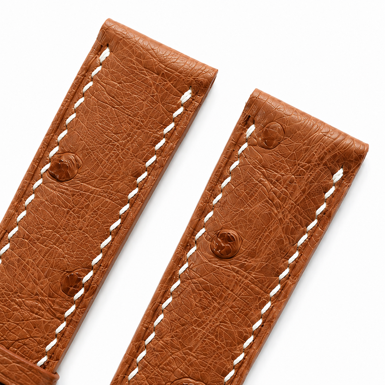 Cognac Brown Ostrich Leather Watch Strap